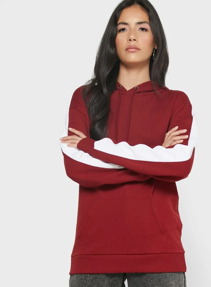 Contrast Side Paneled Pocket Hoodie