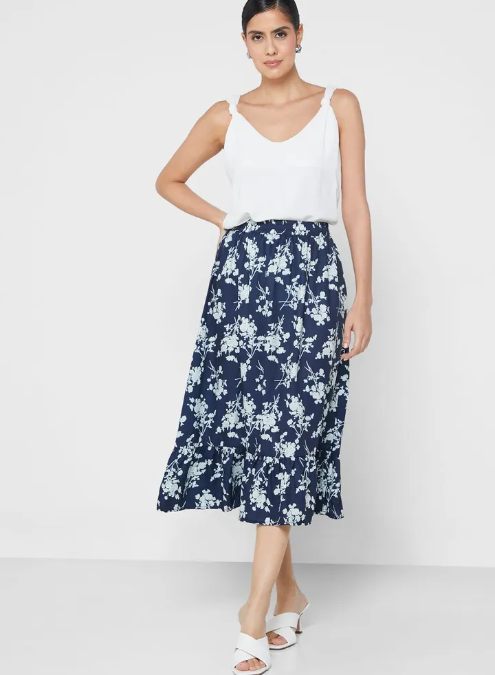 Printed Midi Skirt