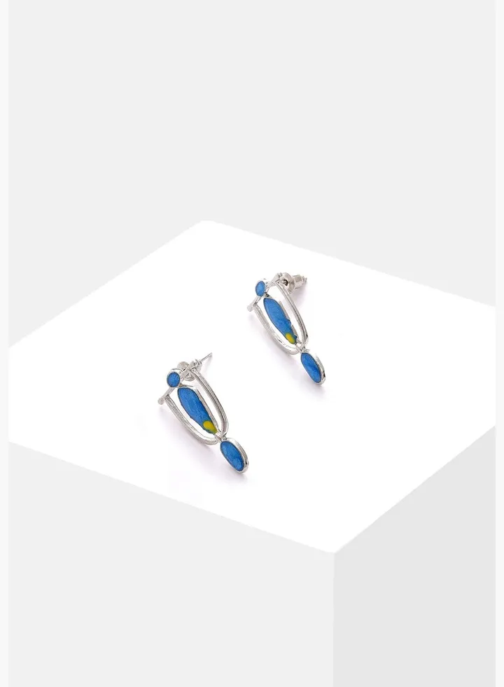 Silver Plated Designer Stone Stud Earrings