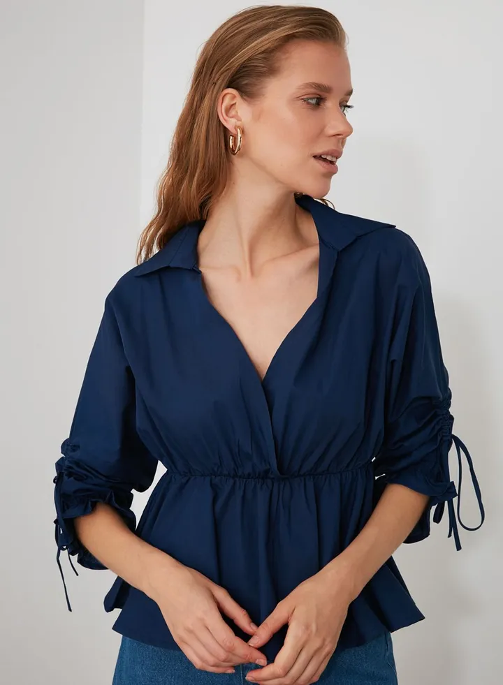Tie Sleeve V-Neck Top
