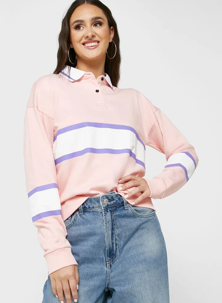 Henley Collar Sweatshirt
