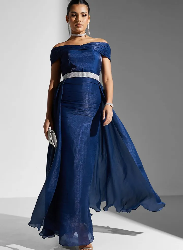 Zena Louay Off Shoulder Dress With Removable Skirt