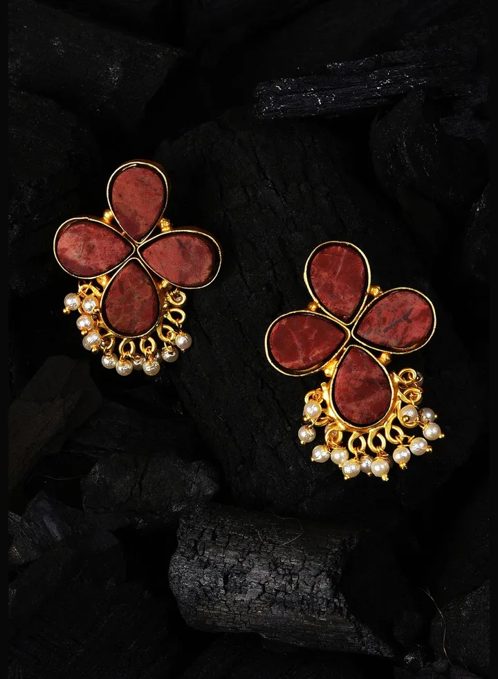 Gold Plated Designer Stone Earrings