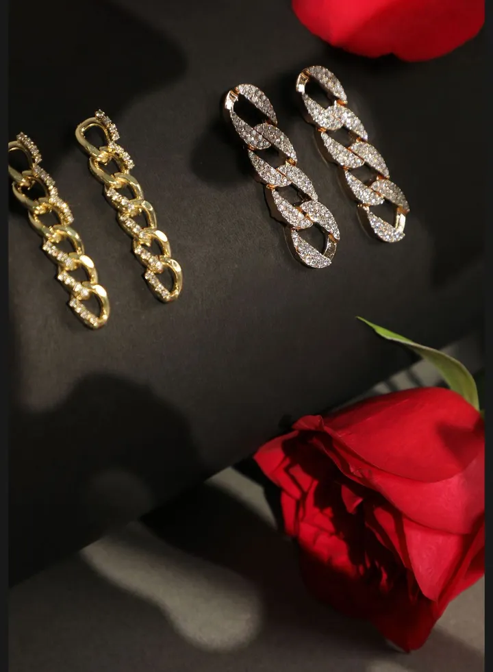 Pack of 2 Gold Plated Designer Drop Earrings
