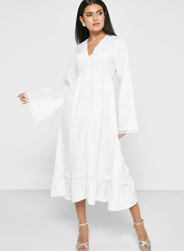 Flute Sleeve Detail Dress