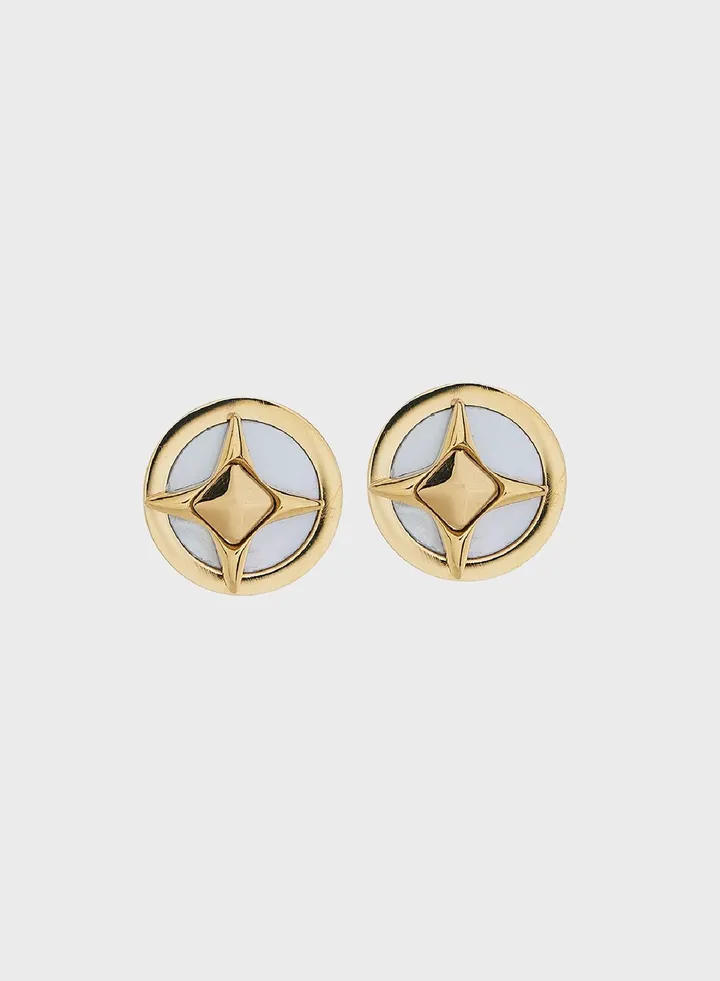 Earrings With Mother Of Pearl Inlay & Crystal