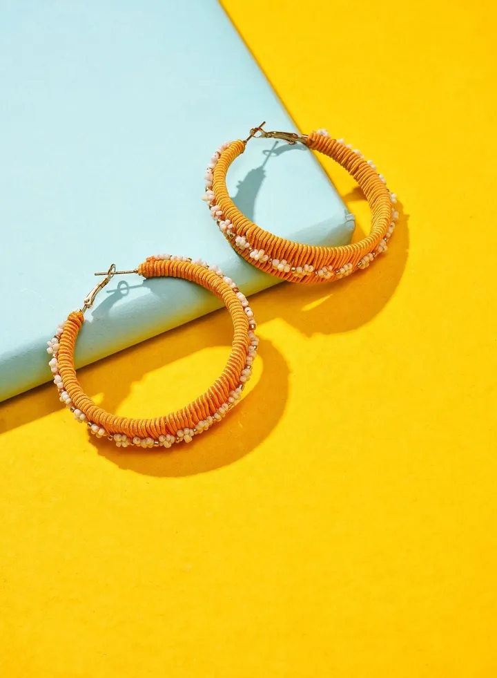 Gold Plated Beaded Hoop Earring