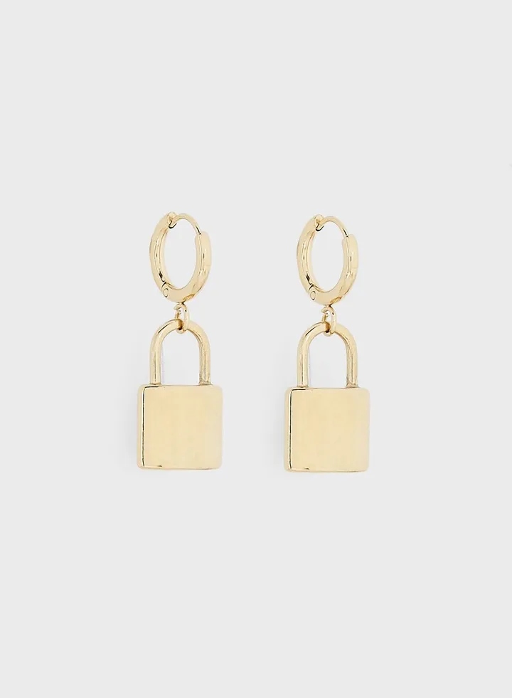 Lover Padlock Hoop Earrings