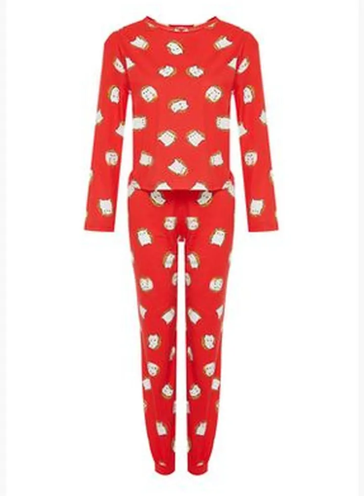 Tile 100% Cotton Tshirt-Jogger Knitted Pajamas Set