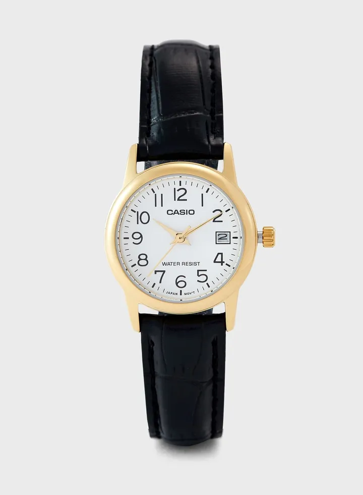 Leather Strap Analog Watch