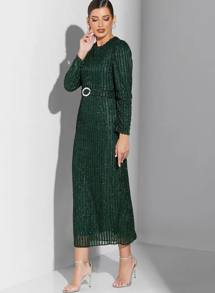 Belted Shimmer Dress