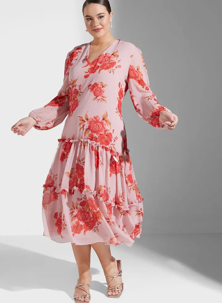 Tiered Floral Dress