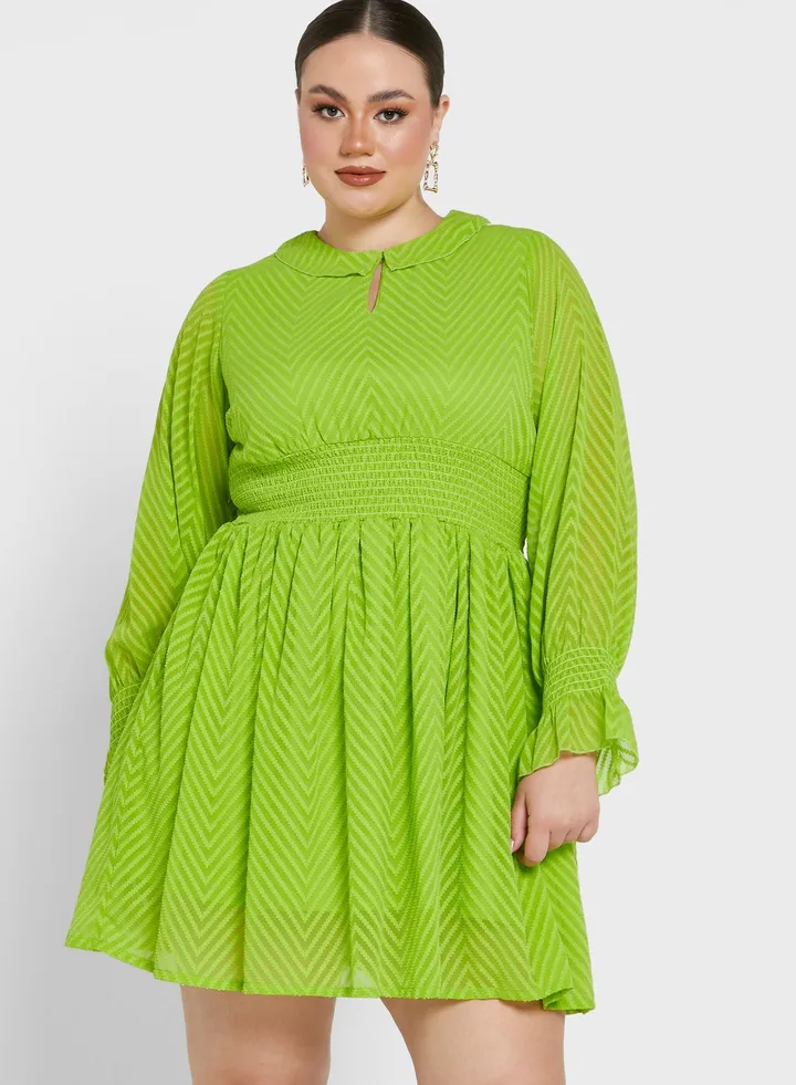 Puff Sleeve Flare Dress
