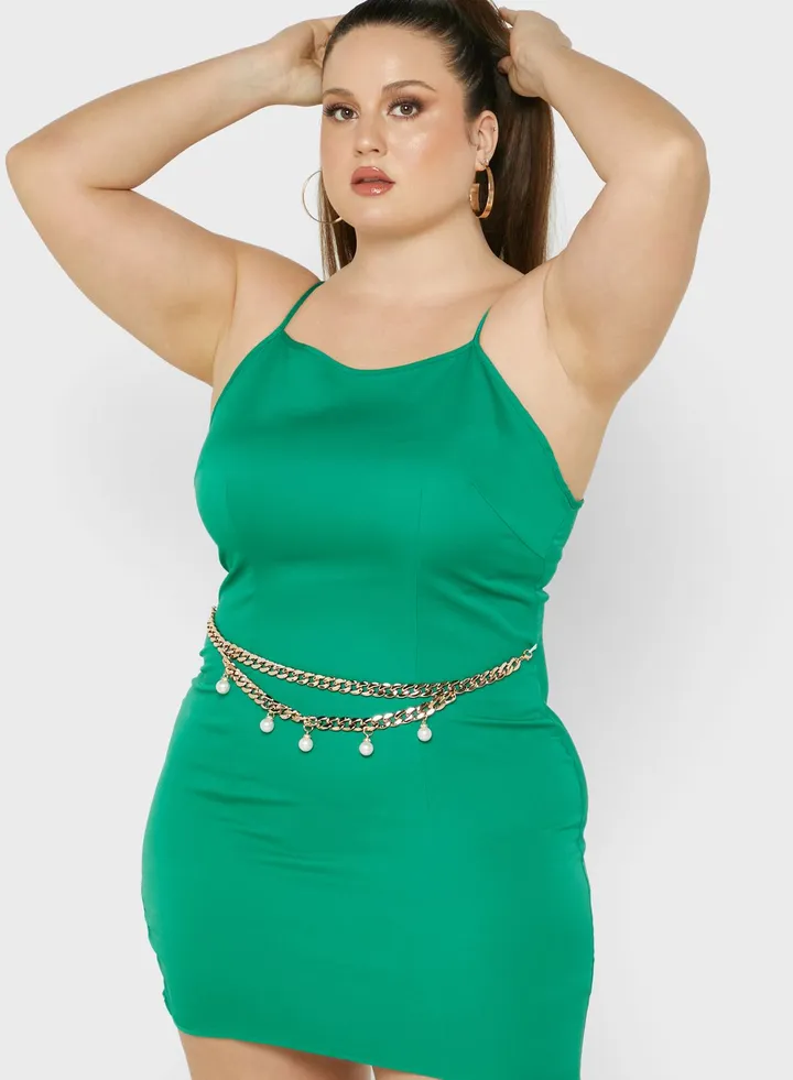 Belted Solid Cami Dress