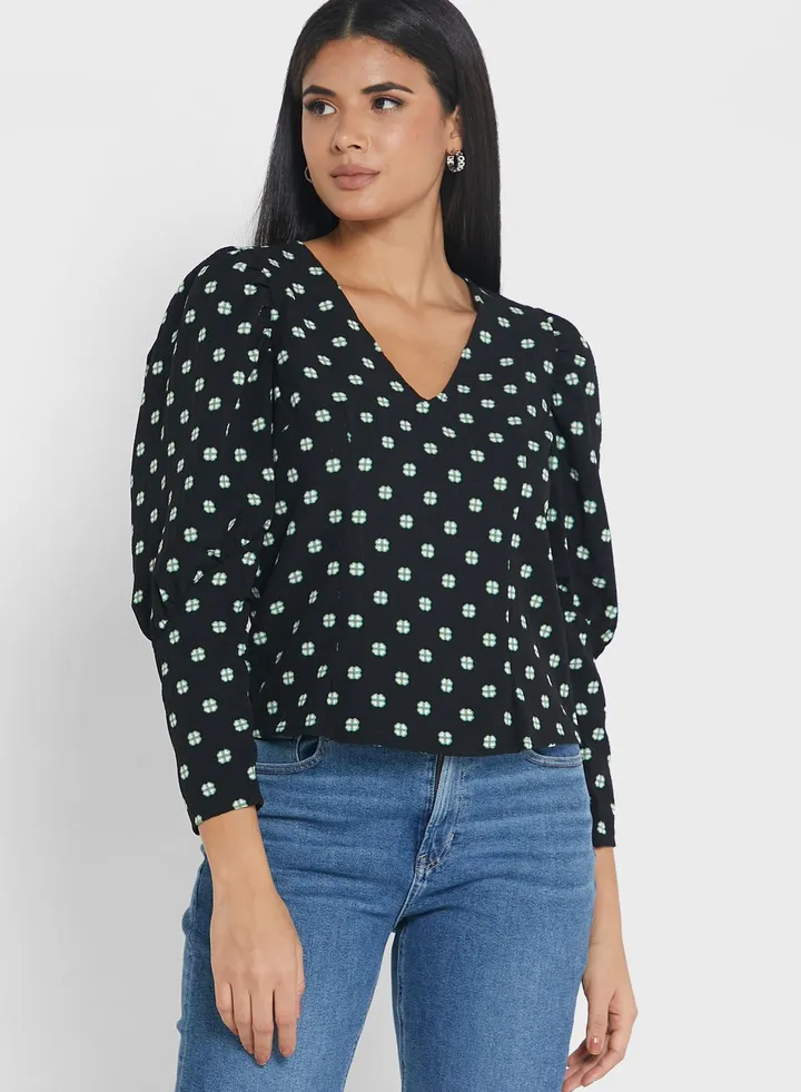 V-Neck Puff Sleeve Top