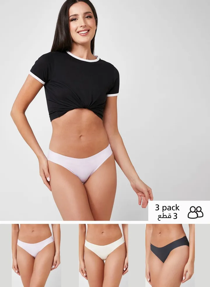 3 Pack Lace Detail Brief