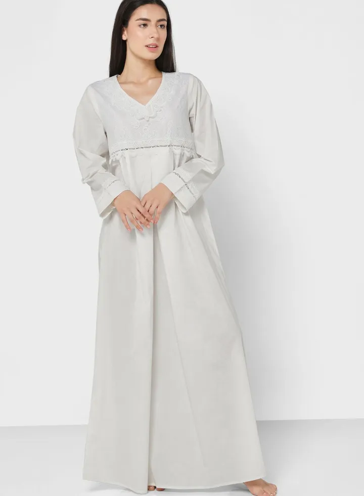 V-Neck Lace Detail Nightdress