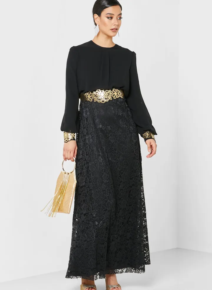 Belted Lace Dress