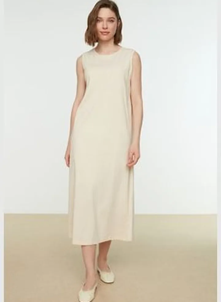 Beige Sleeveless Dress With Lining-Underwear TCTSS21UK0034