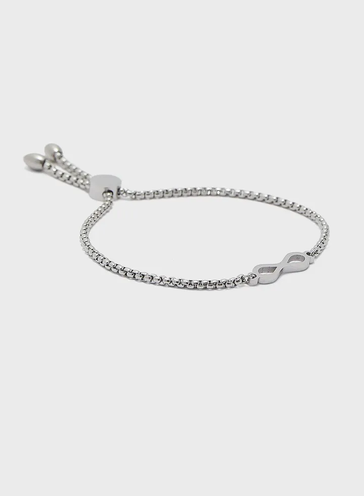 Infinity Endless Love Pendant Adjustable Slider Clasp Bracelet