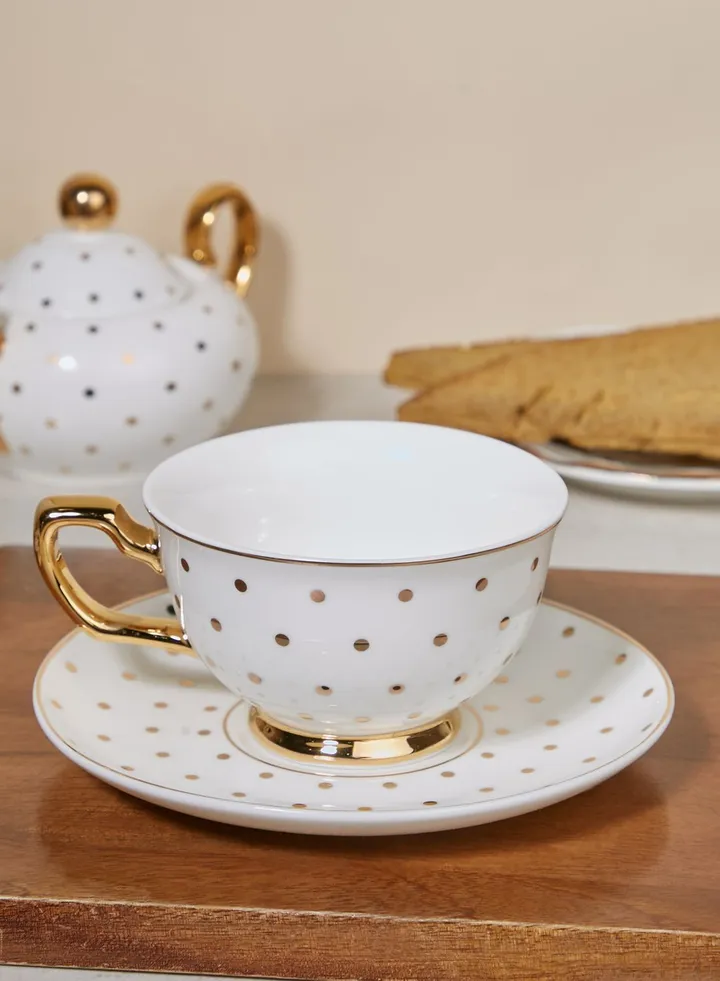 Polka Dot Signature Teacup