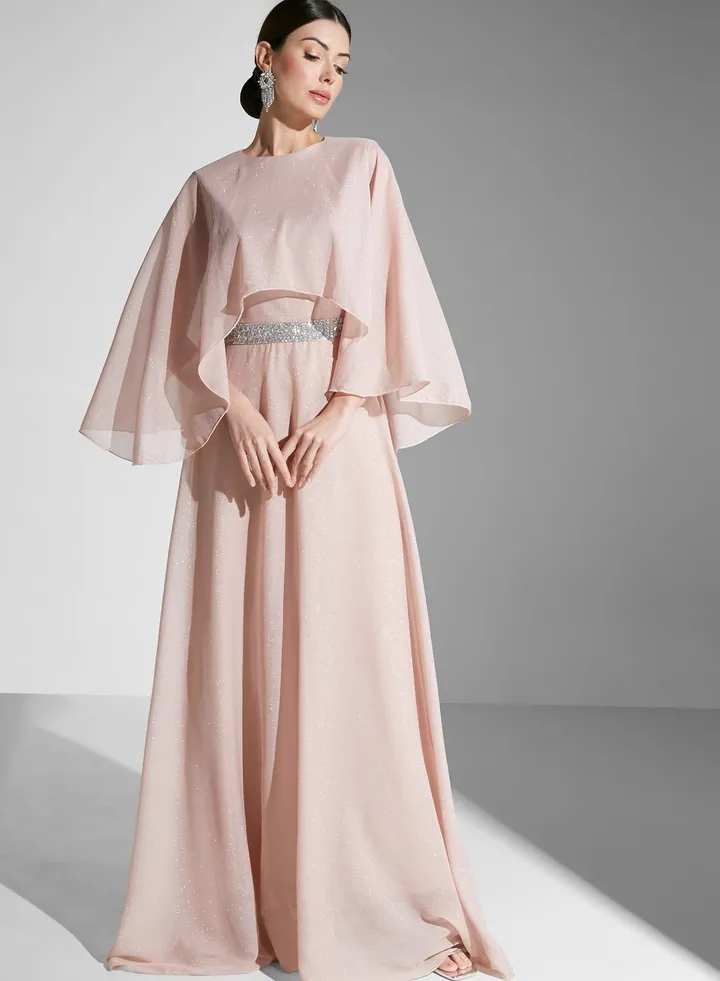 Chiffon Gown With Shimmer Waist