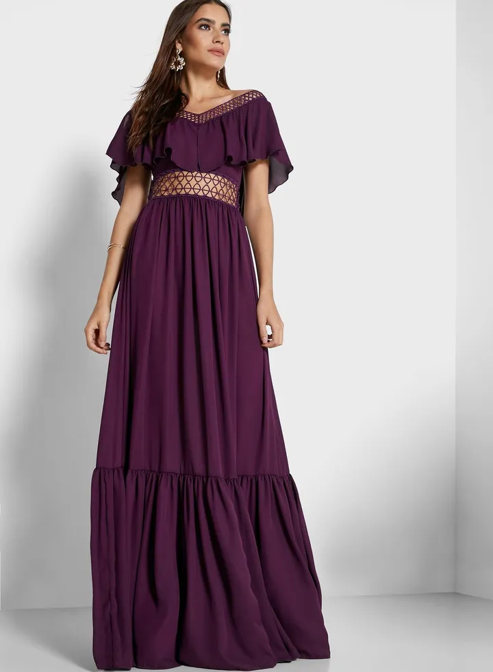 V-Neck Openwork Dress