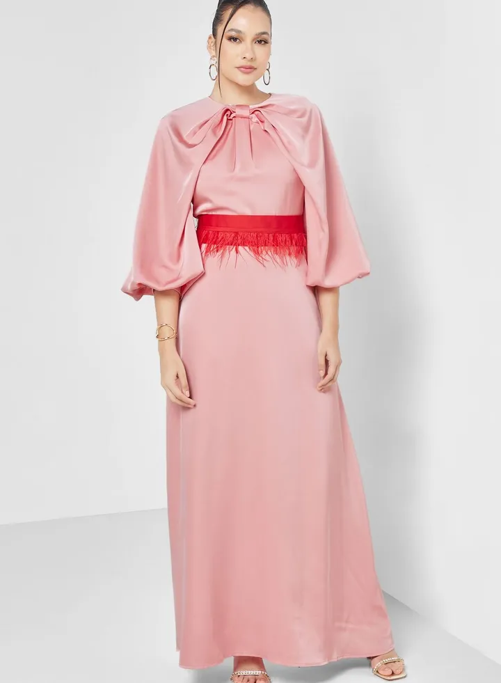 Round Neck Flared Sleeve Dress