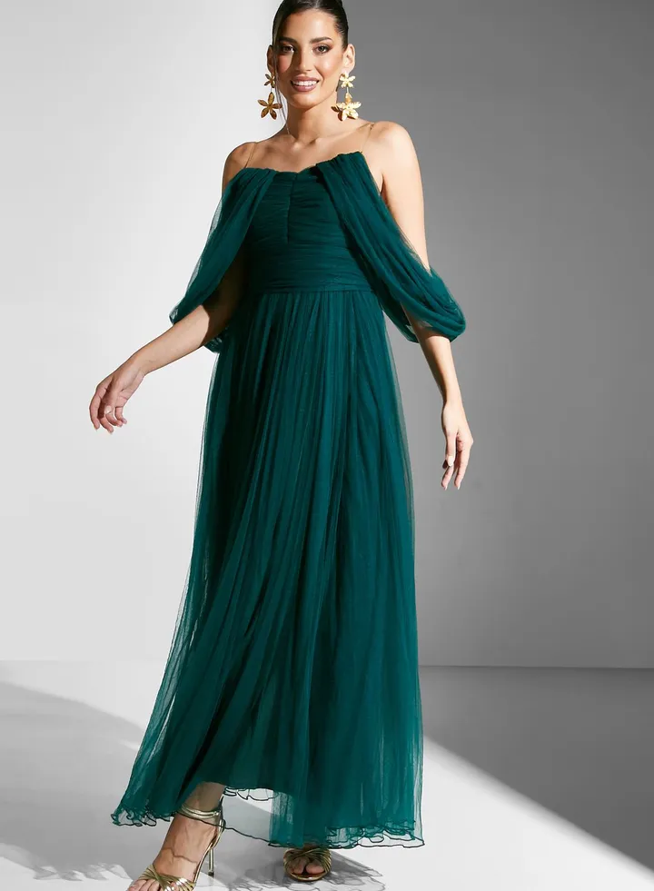 Off Shoulder Ruched Gown