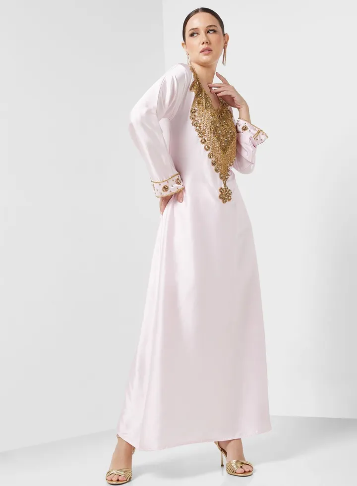 Embellished Square Neck Jalabiya