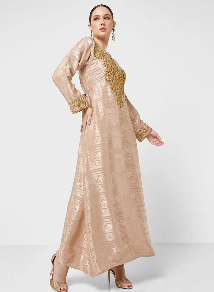 Embellished Crew Neck Jalabiya