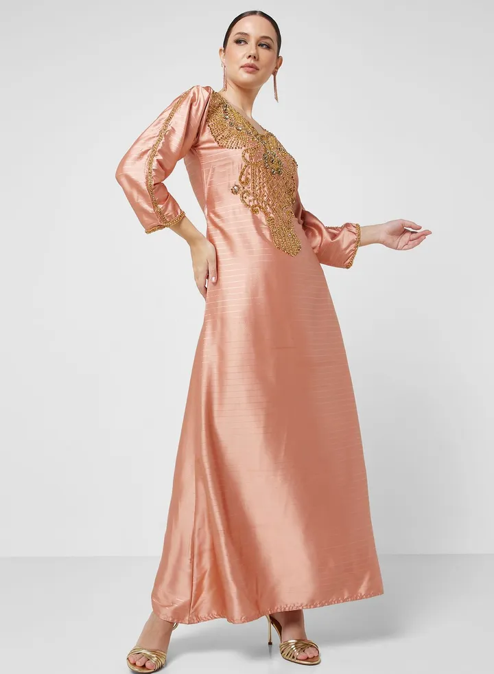 Embellished Square Neck Jalabiya