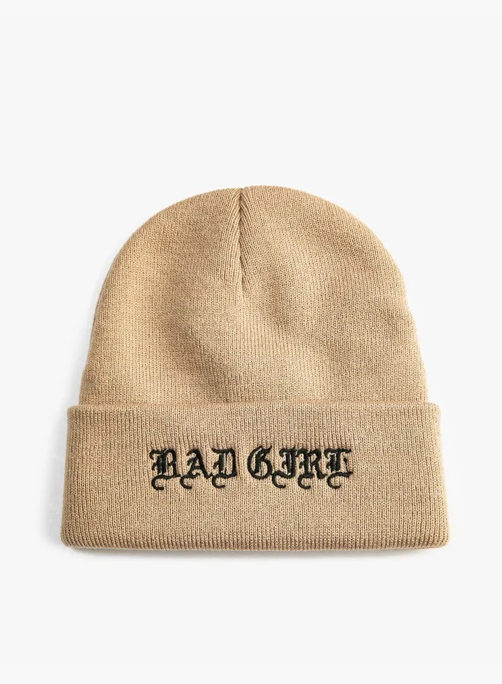Knit Beanie Embroidered Detail