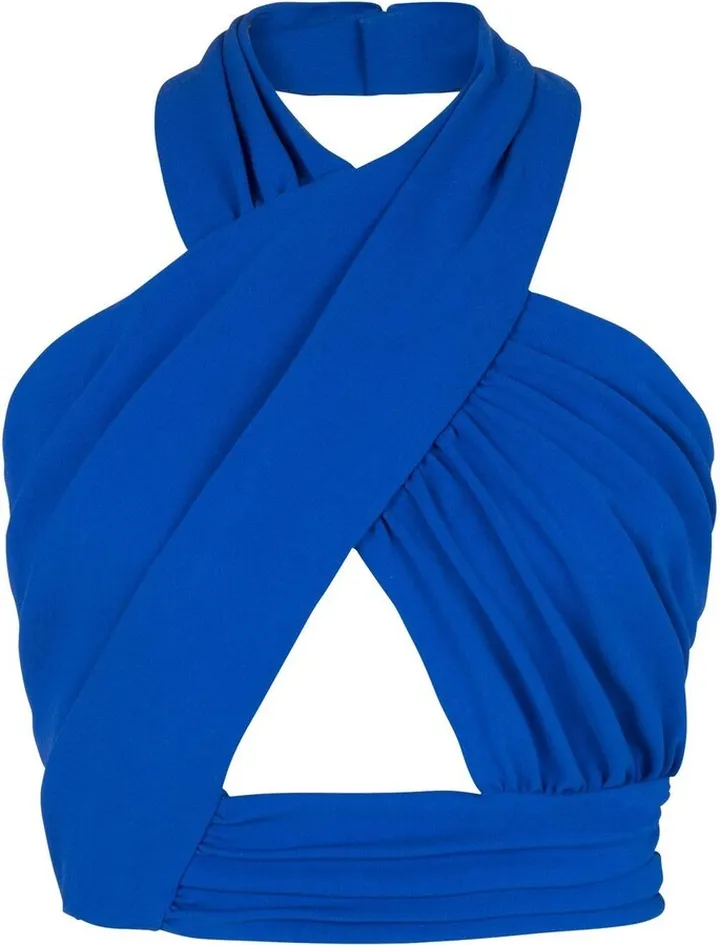 BALMAIN- Halter Nack Draped Jersey Cropped Top