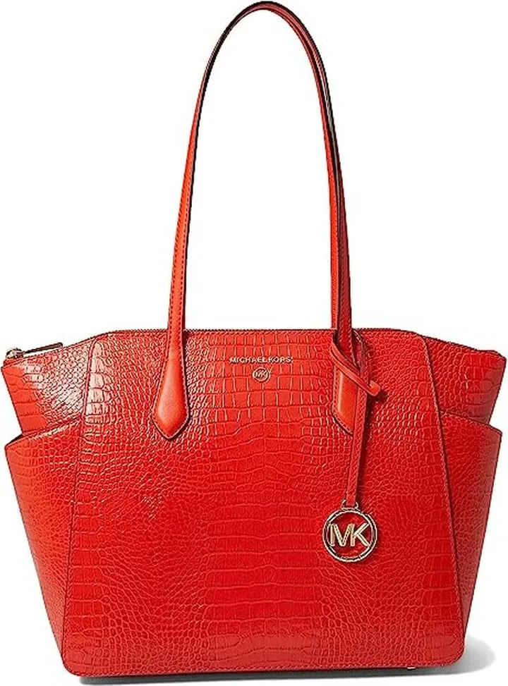 MICHAEL Michael Kors Marilyn Medium Top Zip Tote (Optic Orange) Handbags