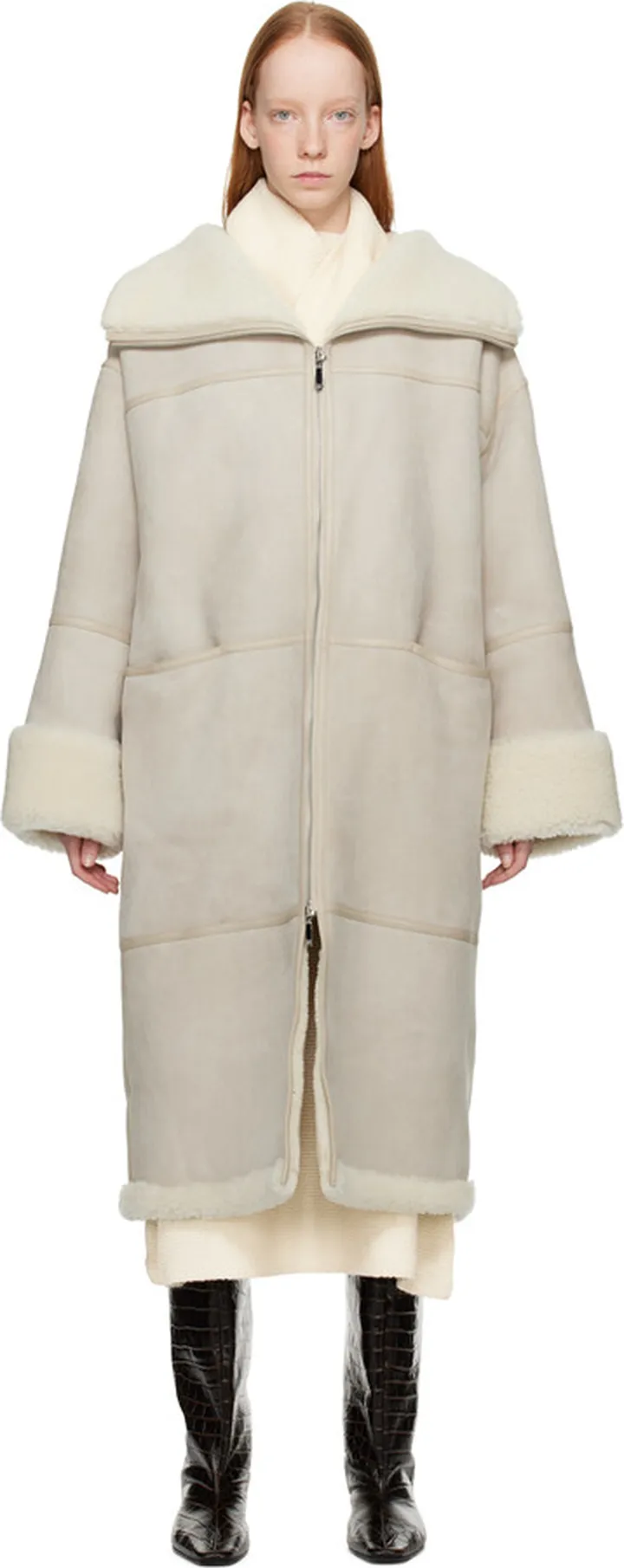 Totême Off-White Signature Shearling Coat