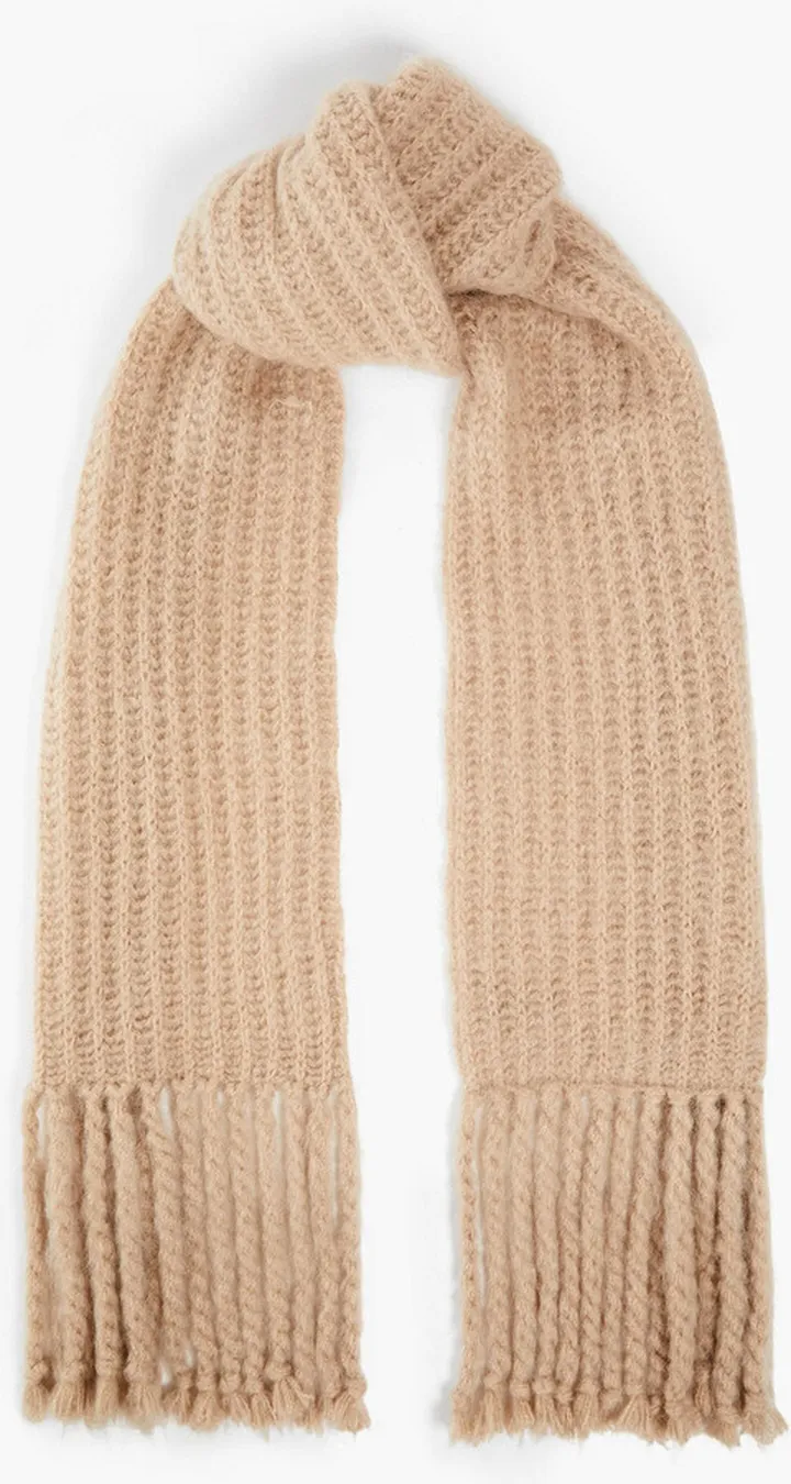 Brushed ribbed mohair-blend scarf