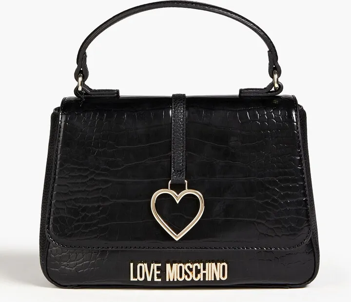 Faux croc-effect leather tote