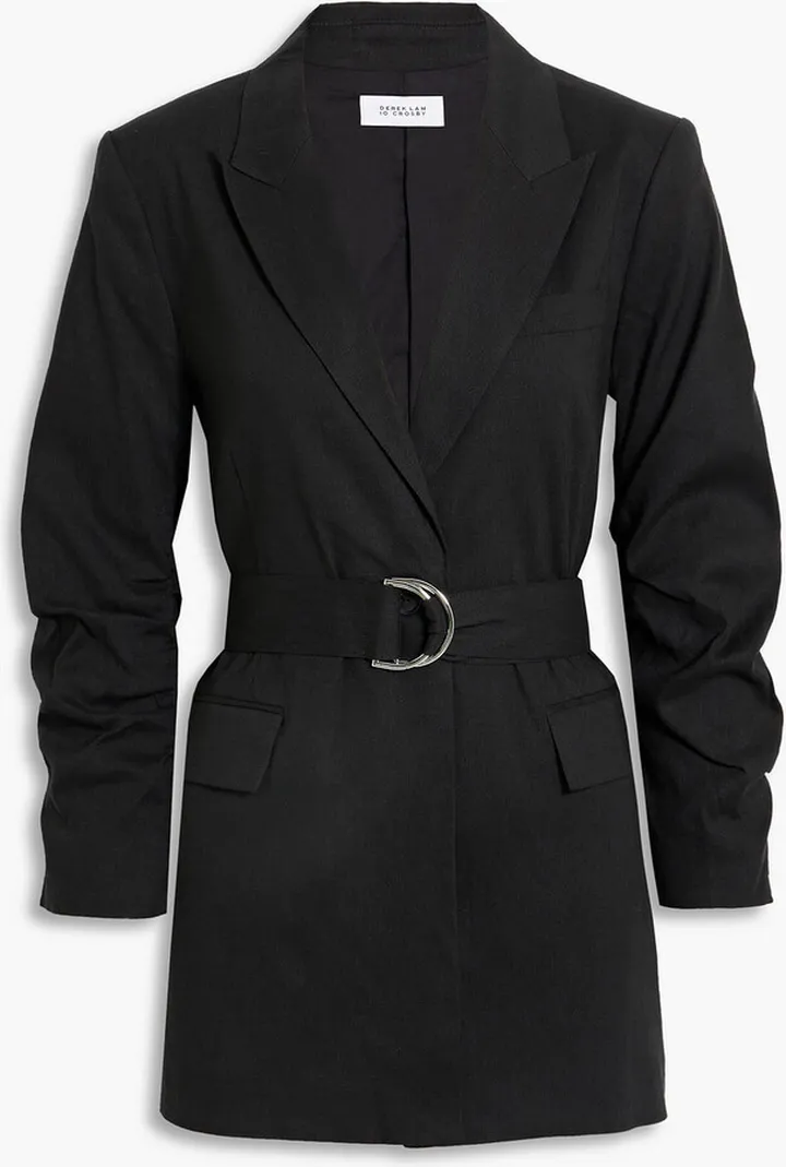 Harrison belted linen-blend blazer