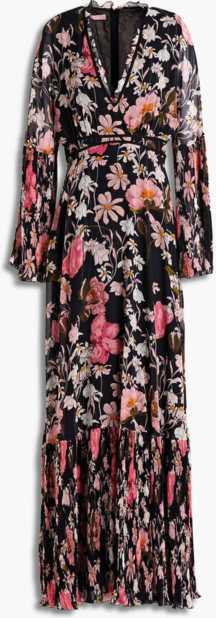 Ruffled floral-print georgette maxi dress