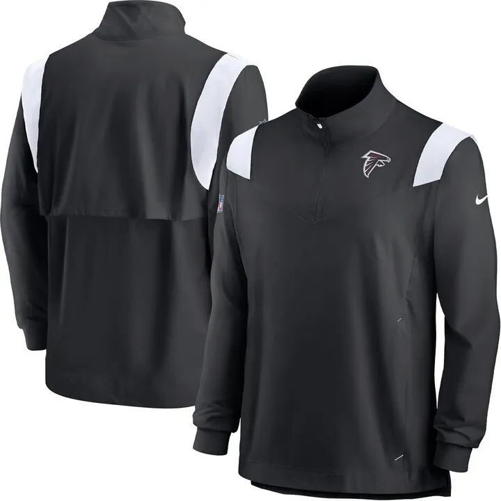 Men's Nike Black Atlanta Falcons Sideline Coach Chevron Lockup Quarter-zip Long Sleeve Top