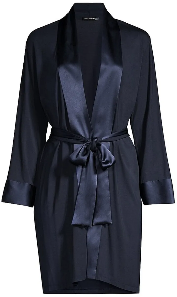Satin-Trimmed Wrap Robe