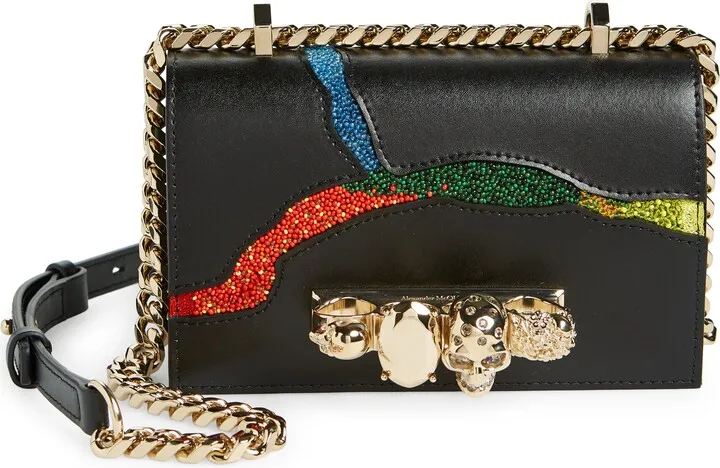 Mini Jewelled Beaded Leather Crossbody Bag