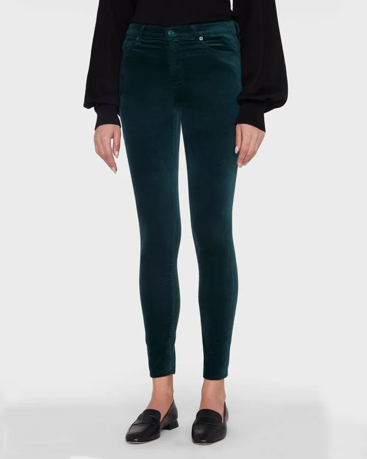 High-Rise Skinny Velvet Ankle Jeans
