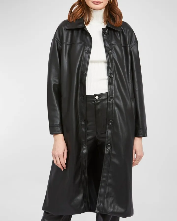 Cordon Vegan Leather Trench Coat