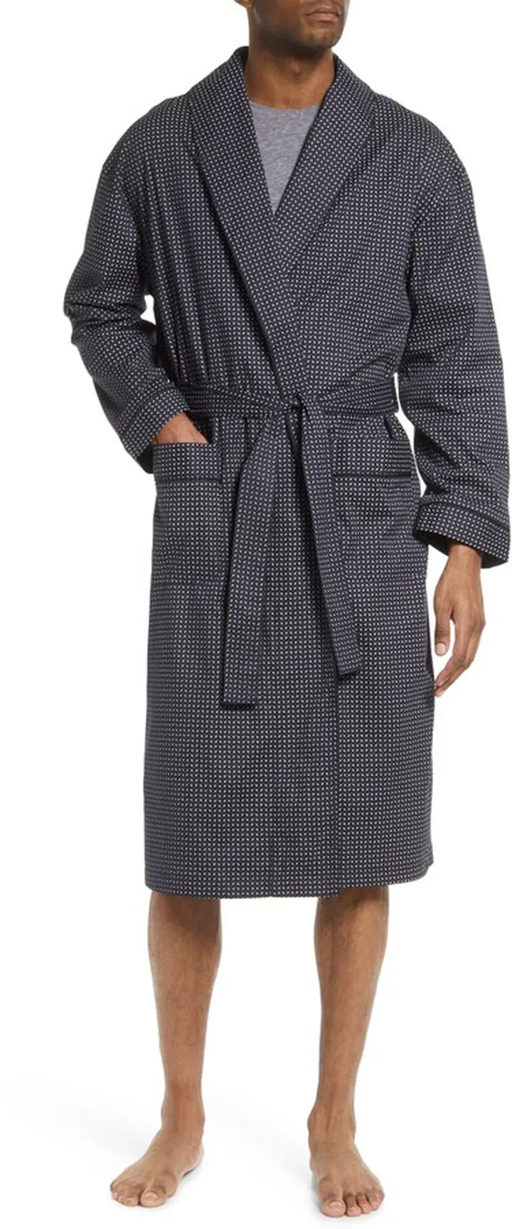 Men's Print Stretch Cotton Robe