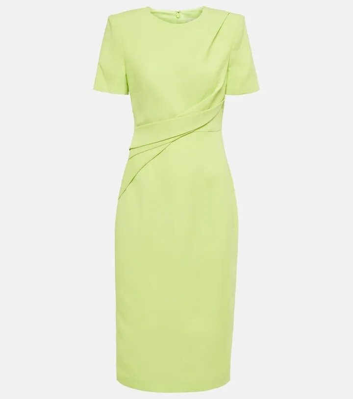 Gathered wool and silk midi dress