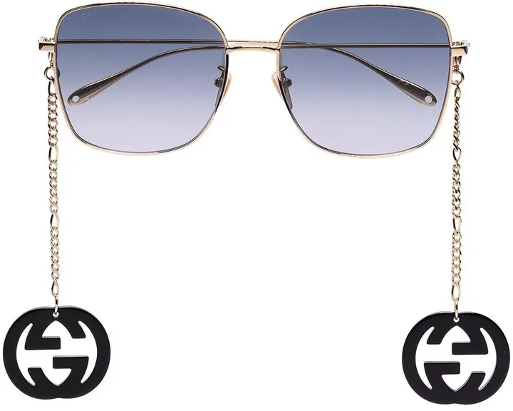 Logo-Pendant Square-Frame Sunglasses