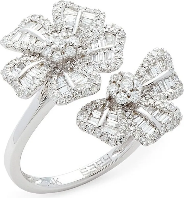 14K White Gold & 1.01 TCW Diamond Floral Ring