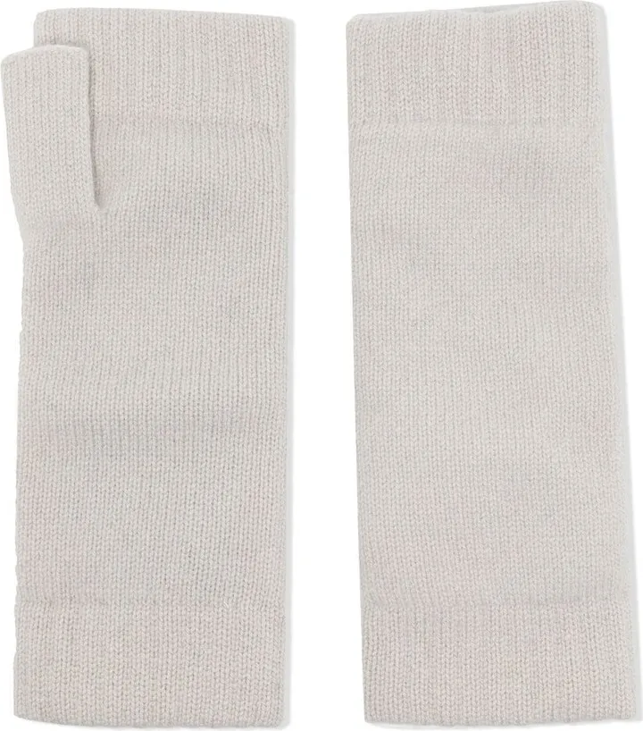 Ribbed-Trim Organic-Cashmere Gloves